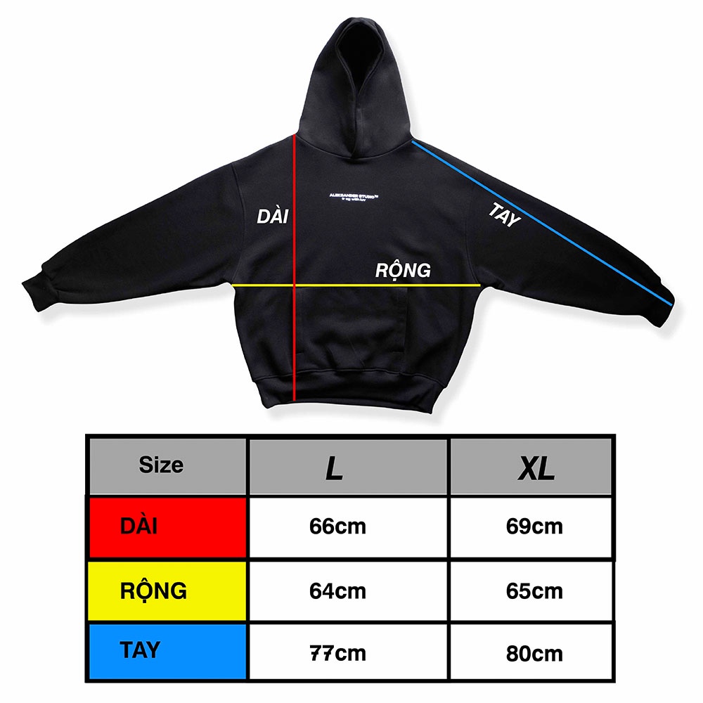 ÁO HODDIE BASIC UNISEX MÀU ĐEN FORM BOXY | ALEKSTUDIO