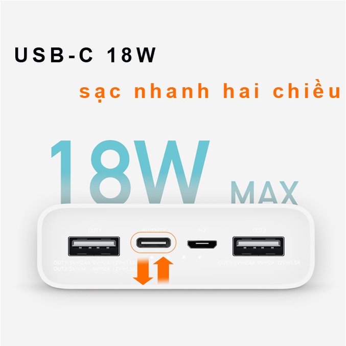 Sạc Dự Phòng 20000mAh Xiaomi gen 3 20000mAh Xạc Dự Phòng Pin Dự Phòng 10000mAh 18W Fast Charge Power Bank Chính Hãng