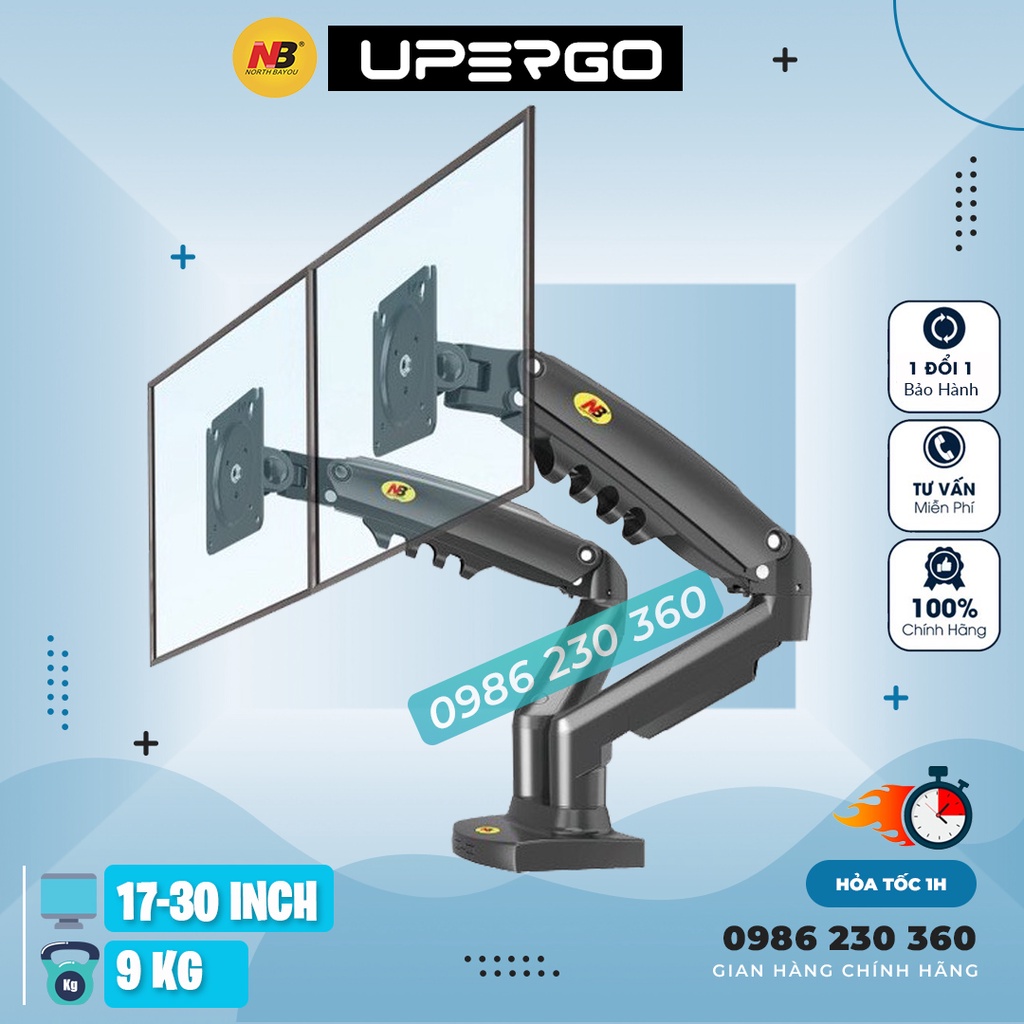 NB-F160 | Giá Treo Màn Hình Hỗ Trợ Màn 17 -30 Inch / Tải Trọng 9Kg 1 Tay - Lắp Đặt Kẹp Bàn & Vít Xuyên Bàn - Model 2022