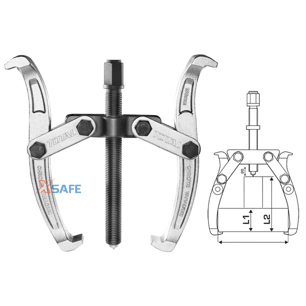 Cảo 2 chấu đa năng cao cấp TOTAL thép Cr-V cứng không gỉ chịu lực cực tốt gia công sửa chữa đá gỗ kim loại kính