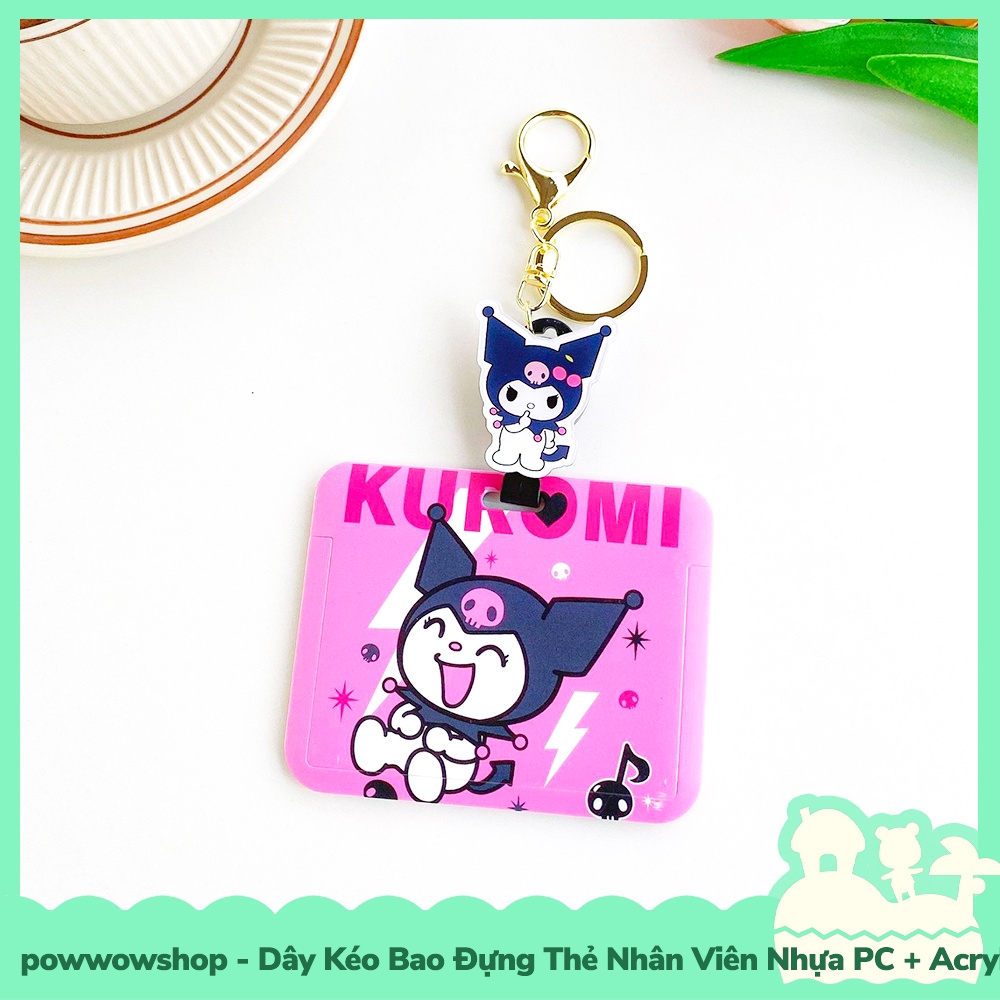 Dây Kéo Bao Đựng Thẻ Nhân Viên Nhựa PC + Acrylic Mẫu Nhân Vật Hoạt Hình Sanrio Family Kuromi Queen HZ