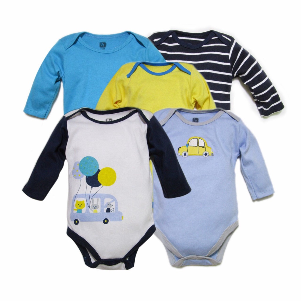 Set 5 body chip, bodysuit dài tay chất cotton dày dặn thu đông  có kèm móc cho trẻ 0-12 tháng
