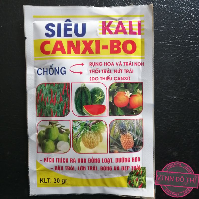 Siêu Kali Bo Canxi Chống rụng hoa, quả non, thối trái, nứt trái, tăng khả năng thụ phấn dưỡng hoa quả to đẹp gói 30g