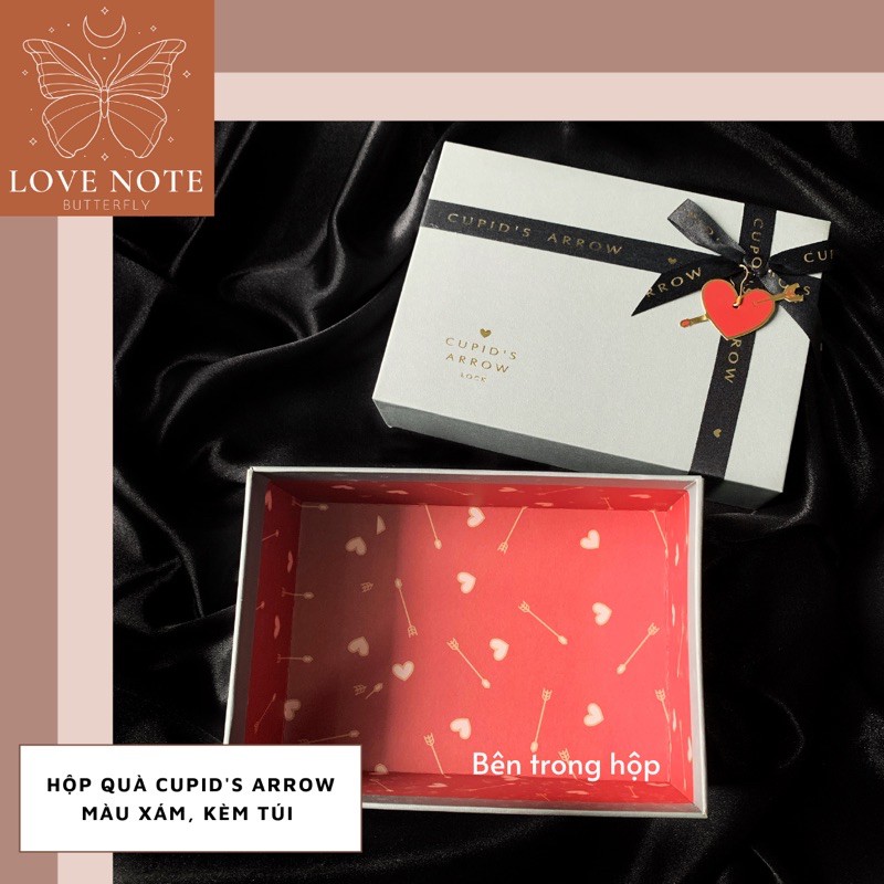 Hộp quà Cupid's Arrow màu xám kèm túi - tặng sinh nhật, valentine 14/2, 8/3 20/10, giáng sinh, noel | BigBuy360 - bigbuy360.vn