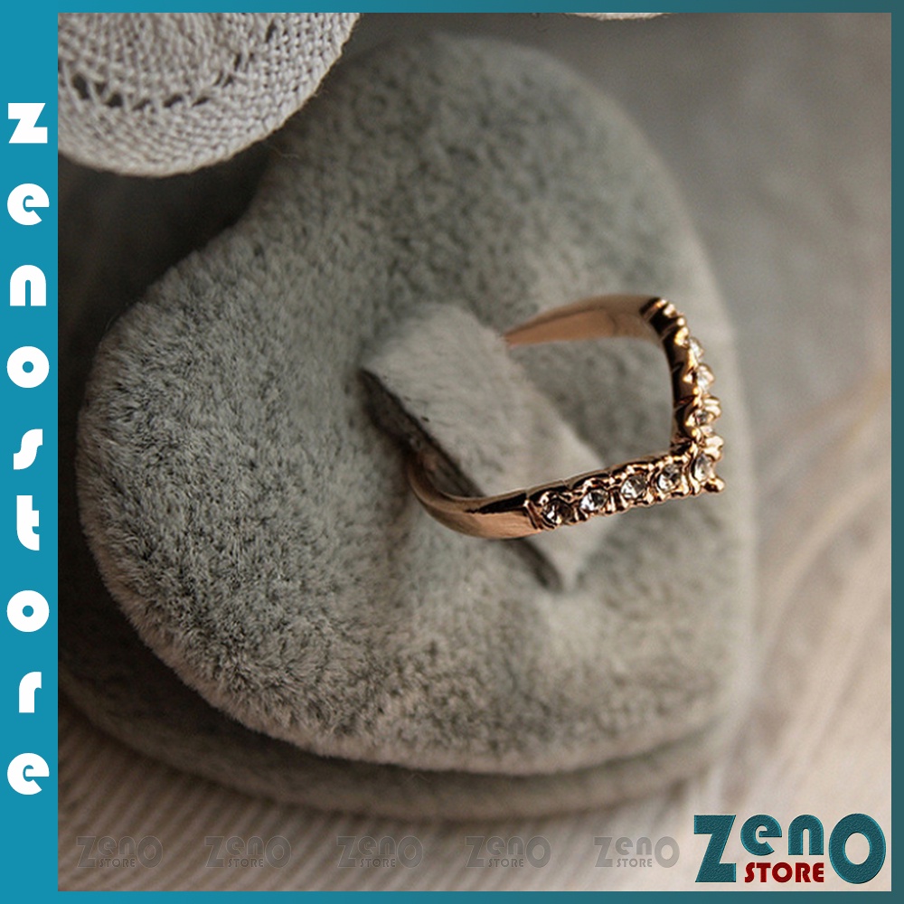 Nhẫn nữ ZenO N01 mạ vàng cách điệu hình trái tim