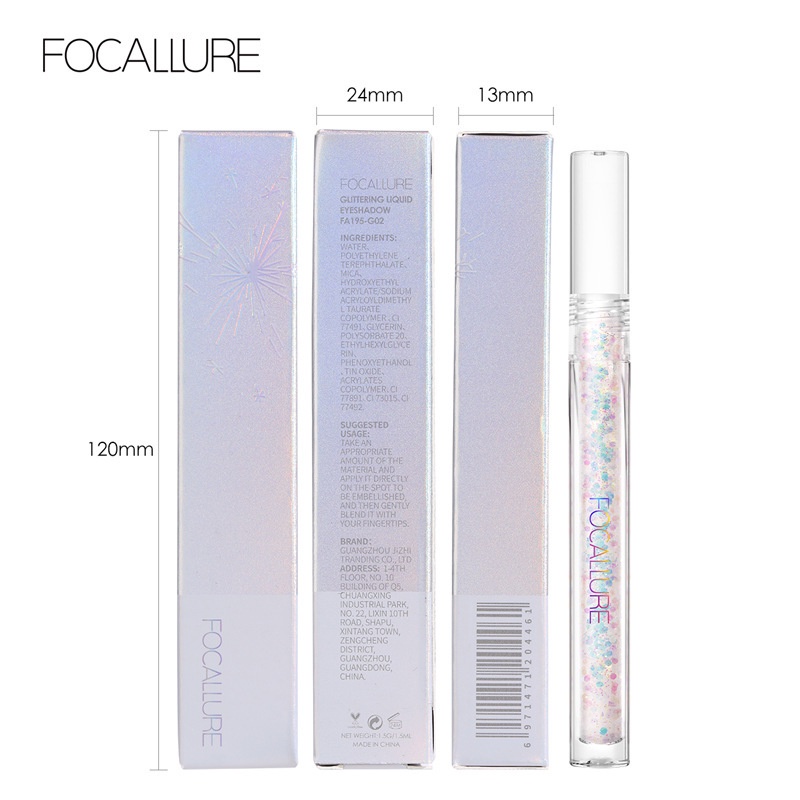 Nhũ Mắt Focallure Dạng Lỏng Chống Thấm Nước  Khô Nhanh Độ Bão Hòa Cao 1pc/1.5g