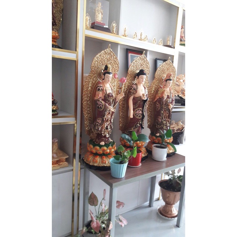 Bộ 03 tượng Tây Phương Tam Thánh 85cm chưa có Hào Quang