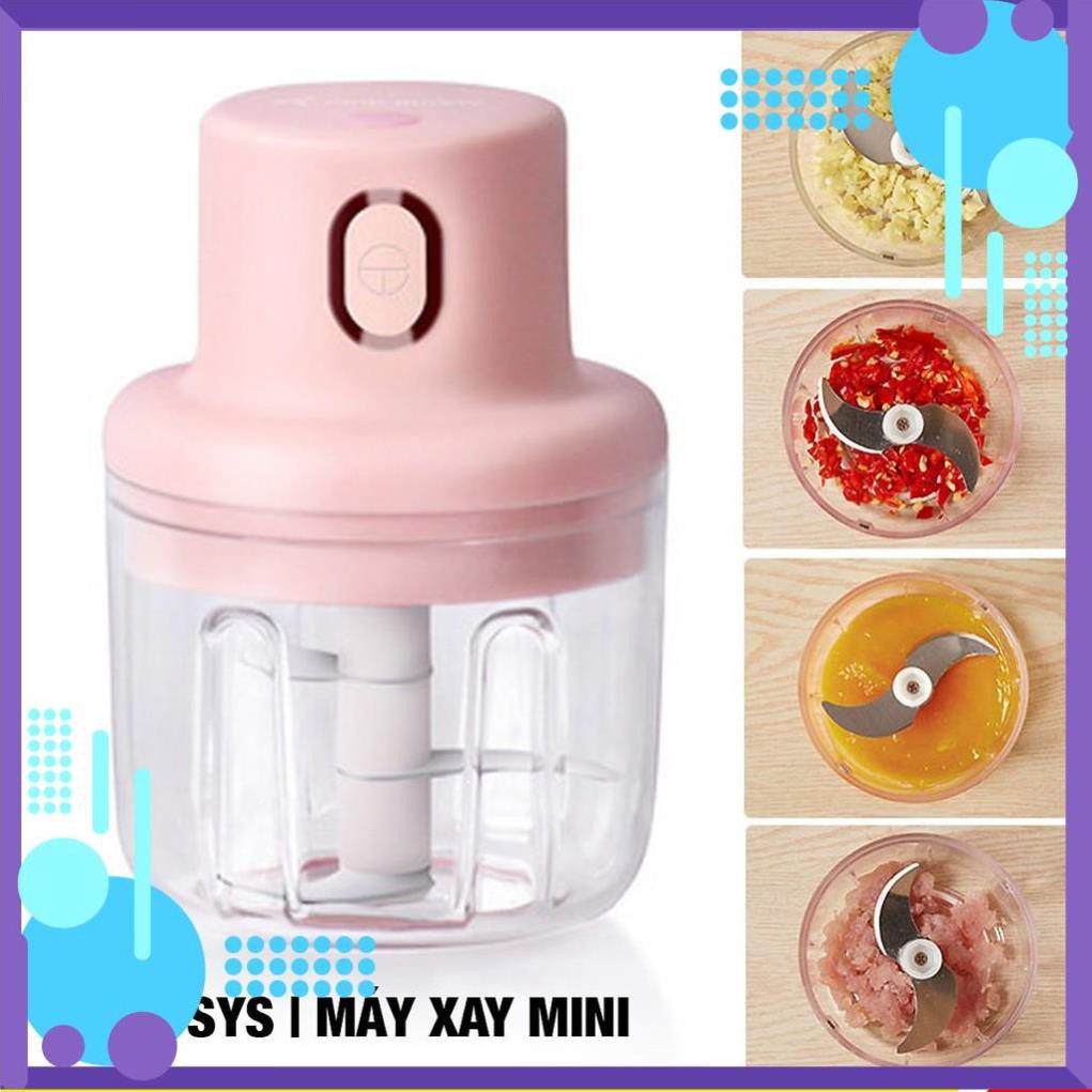 Máy Xay Thịt Cầm Tay Mini Sạc Điện 250ml – Máy Xay Tỏi Ớt, Củ Quả Đa Năng, Có Cổng Sạc Usb