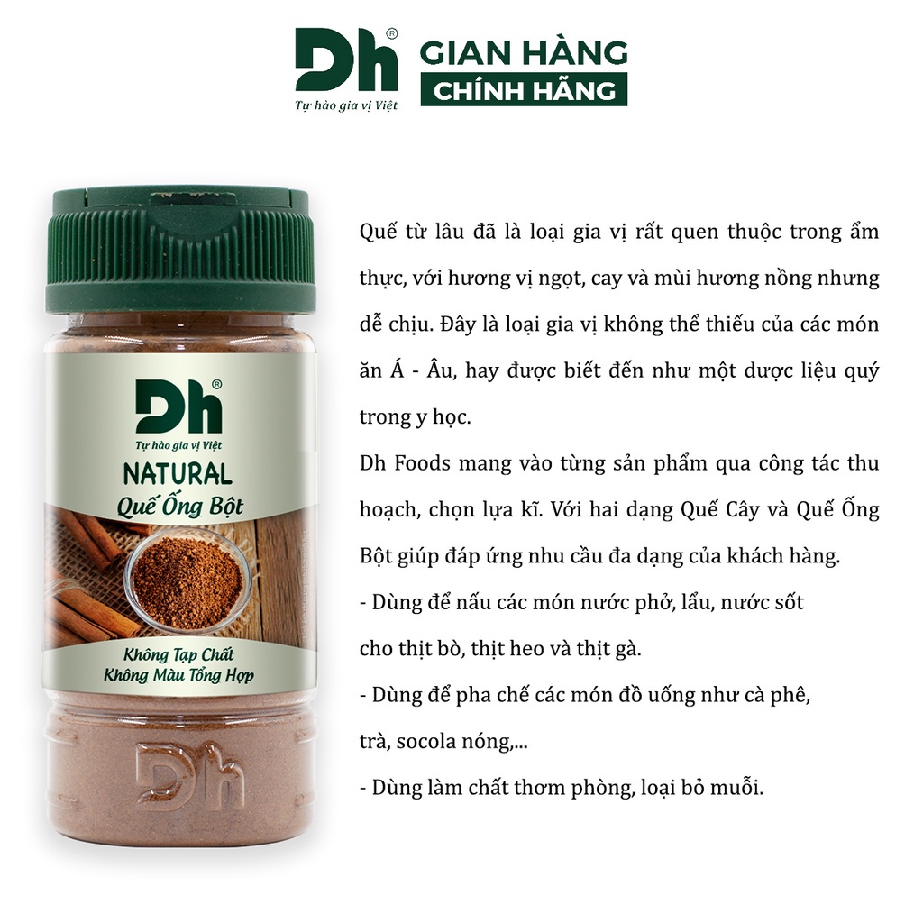 Quế ống bột nguyên chất Natural DH Foods chế biến thực phẩm 40gr - DHGVT62