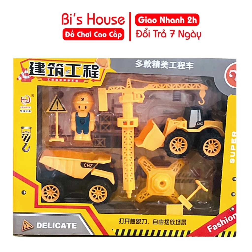 Bộ 4 xe công trường chạy trớn giành cho bé yêu - đồ chơi Bi's House