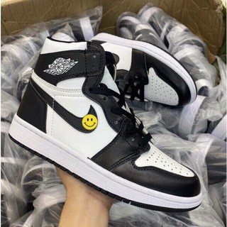 Giày thể thao jordan cổ cao nữ, giày jd1 panda màu đen trắng full box bill