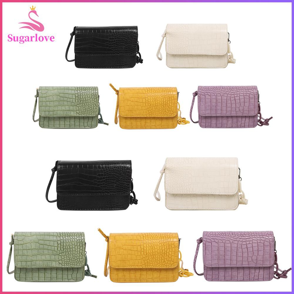 Beautiful ❤SG Solid Crossbody Bag Women Vintage Alligator PU Shoulder Small Money Pouch