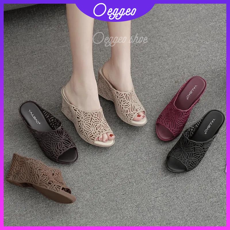 Giày sandal đế xuồng hở ngón họa tiết khoét rỗng cho nữ