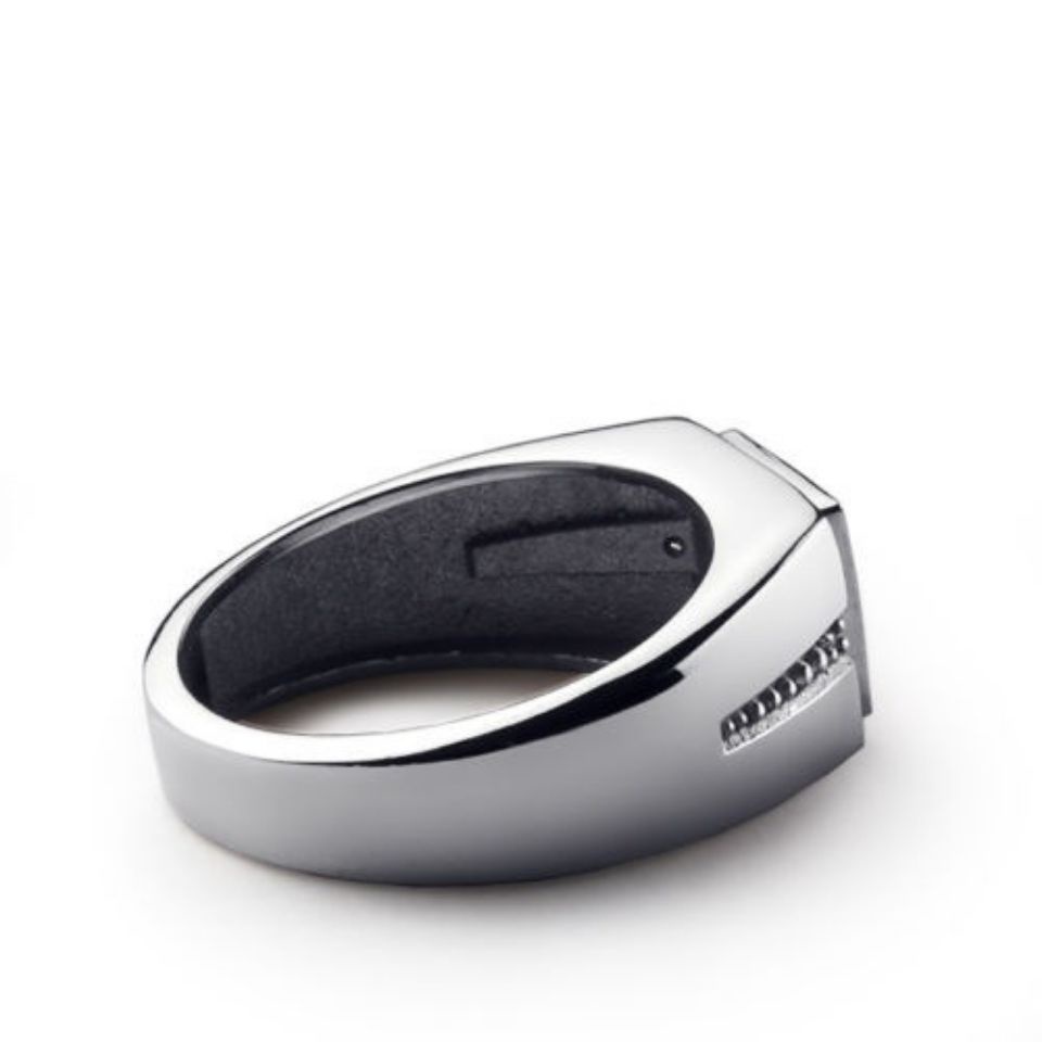 Nhẫn Đính Đá Zircon Màu Đỏ/Xanh Dương Thời Trang Cho Nam