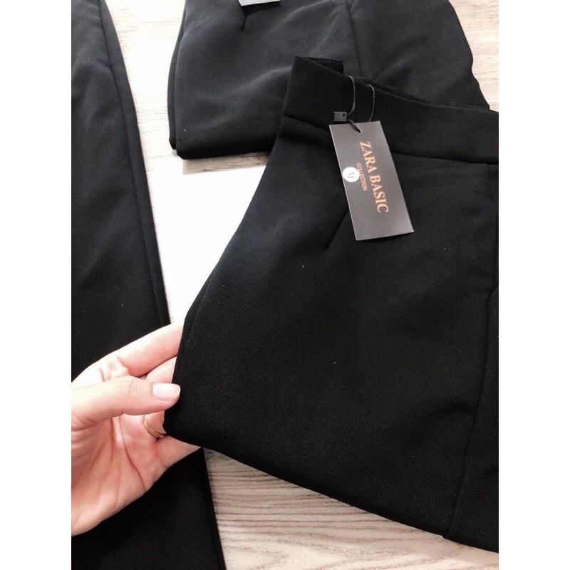 Quần baggy cúc lệch ống suông,quần tây khuy lệch lưng cao kiểu dáng công sở màu đen cho nữ