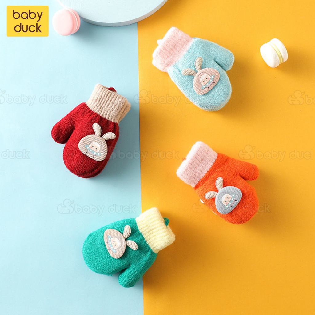 Găng tay len lót nỉ siêu ấm cho bé mùa đông 0-3 tuổi, bao tay trẻ em