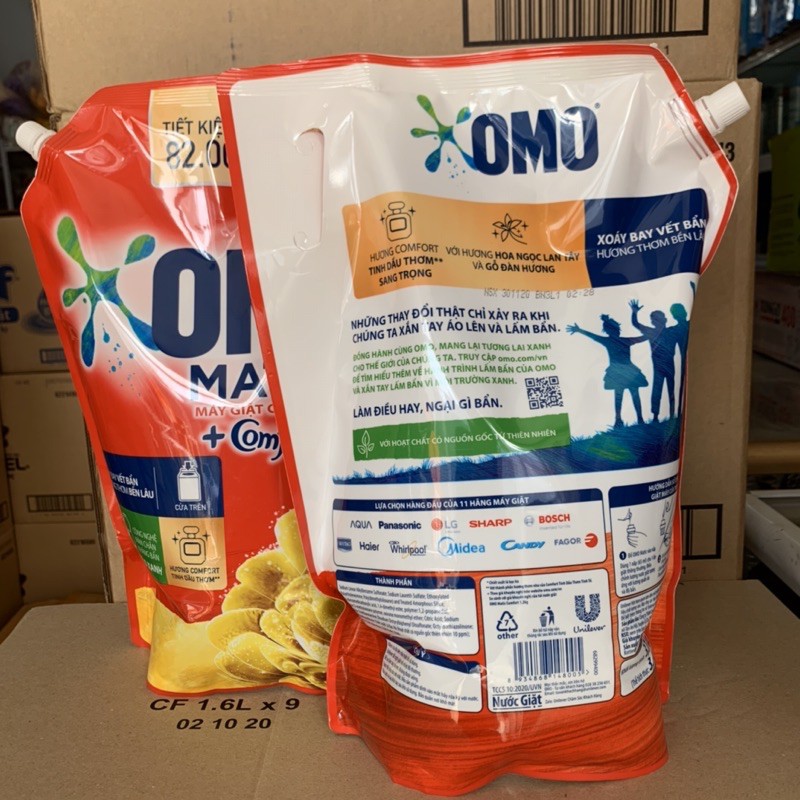 COMBO 2 túi nước giặt OMO Cửa trên Tinh dầu 3.6kgX2