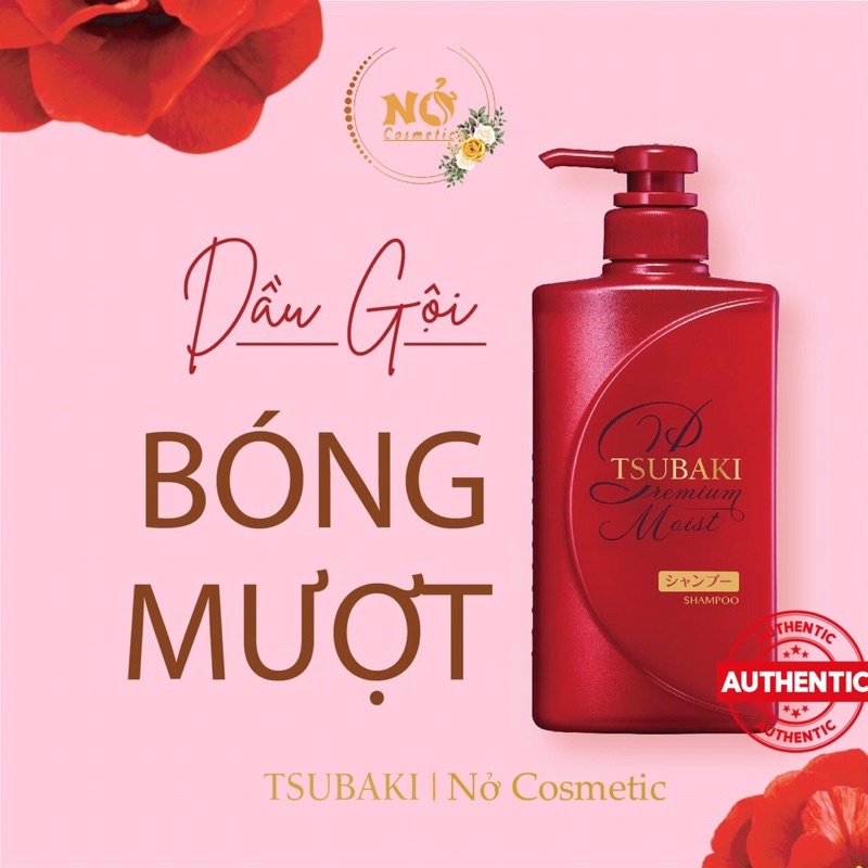 Combo 3 món gội xả Dưỡng tóc bóng mượt Premium Moist (490ml/chai) và Mặt nạ tóc phục hồi hư tổn Tsubaki (180g)