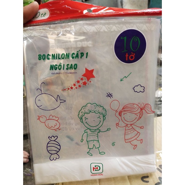 Tập 10c bọc HD  nilon bọc vở cấp 1 và sách giáo khoa 17*24cm