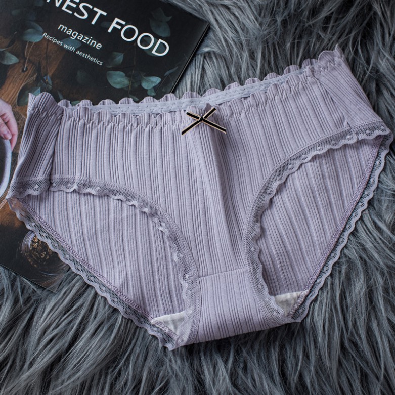 Quần lót viền ren gân tăm đính nơ kháng khuẩn Nhật Bản | BigBuy360 - bigbuy360.vn