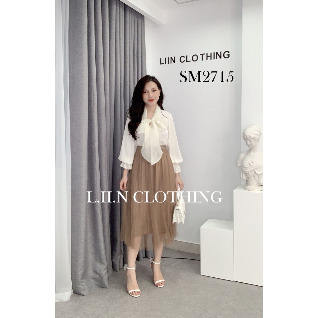 Chân váy LINBI chất vải voan màu nâu cao cấp mềm mại nữ tính Liin clothing J4104