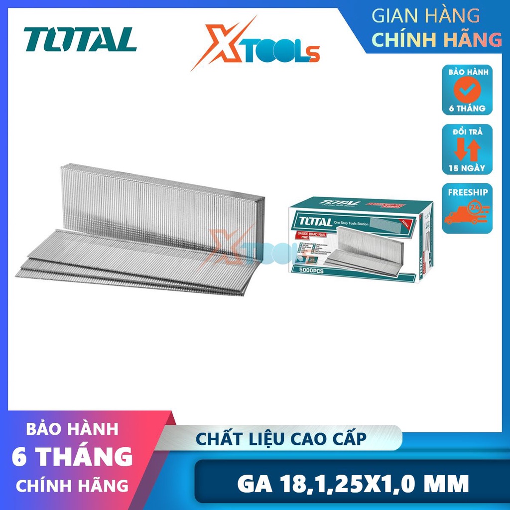 Đinh bấm thẳng TOTAL TAC918151, ghim bấm kích thước 15mm, 5000 cái/hộp, thích hợp cho TAT81501 -CHÍNH HÃNG-XTOOLS