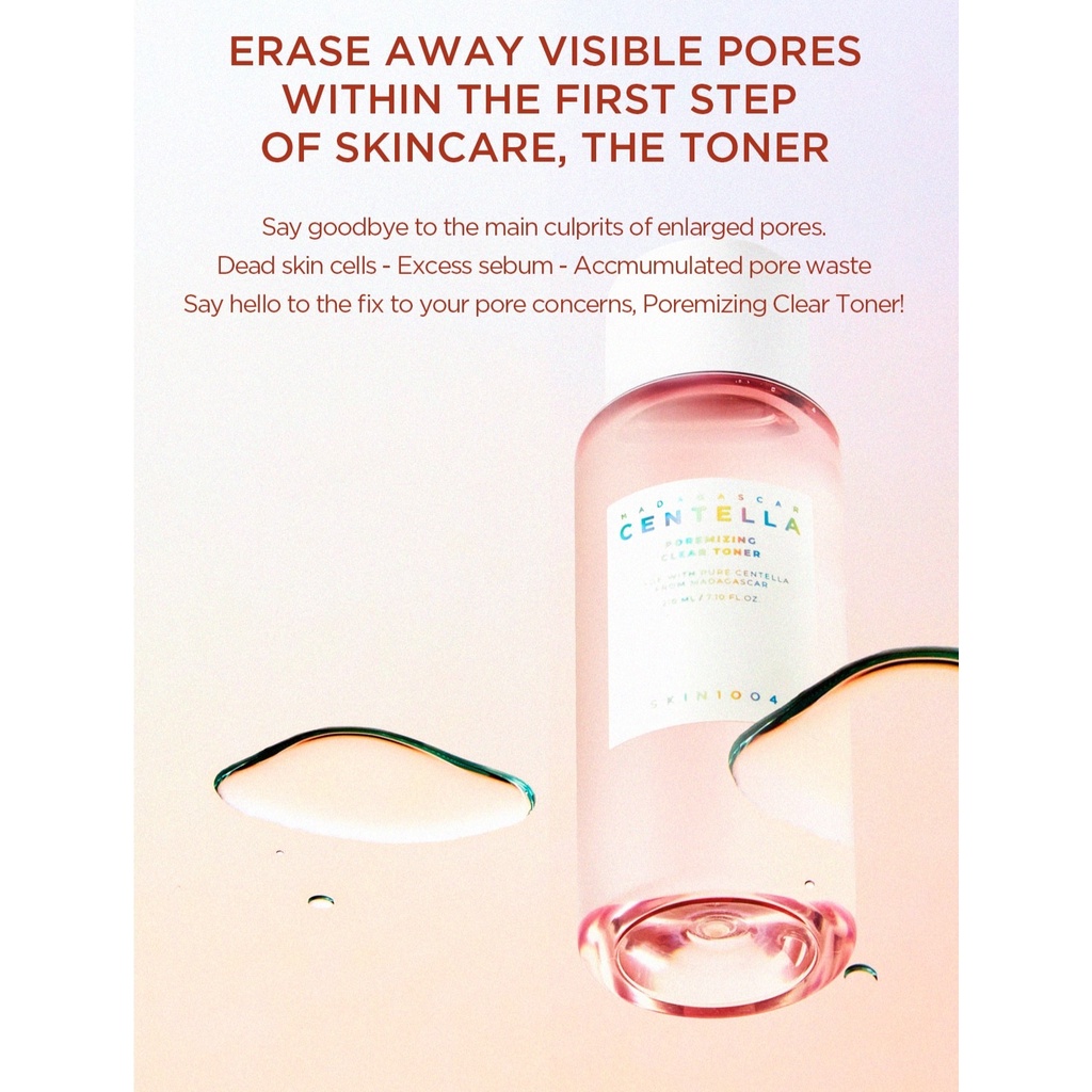 Nước Hoa Hồng Kiểm Soát Dầu Thừa, Se Lỗ Chân Lông Skin1004 Madagascar Centella Poremizing Clear Toner 210ml