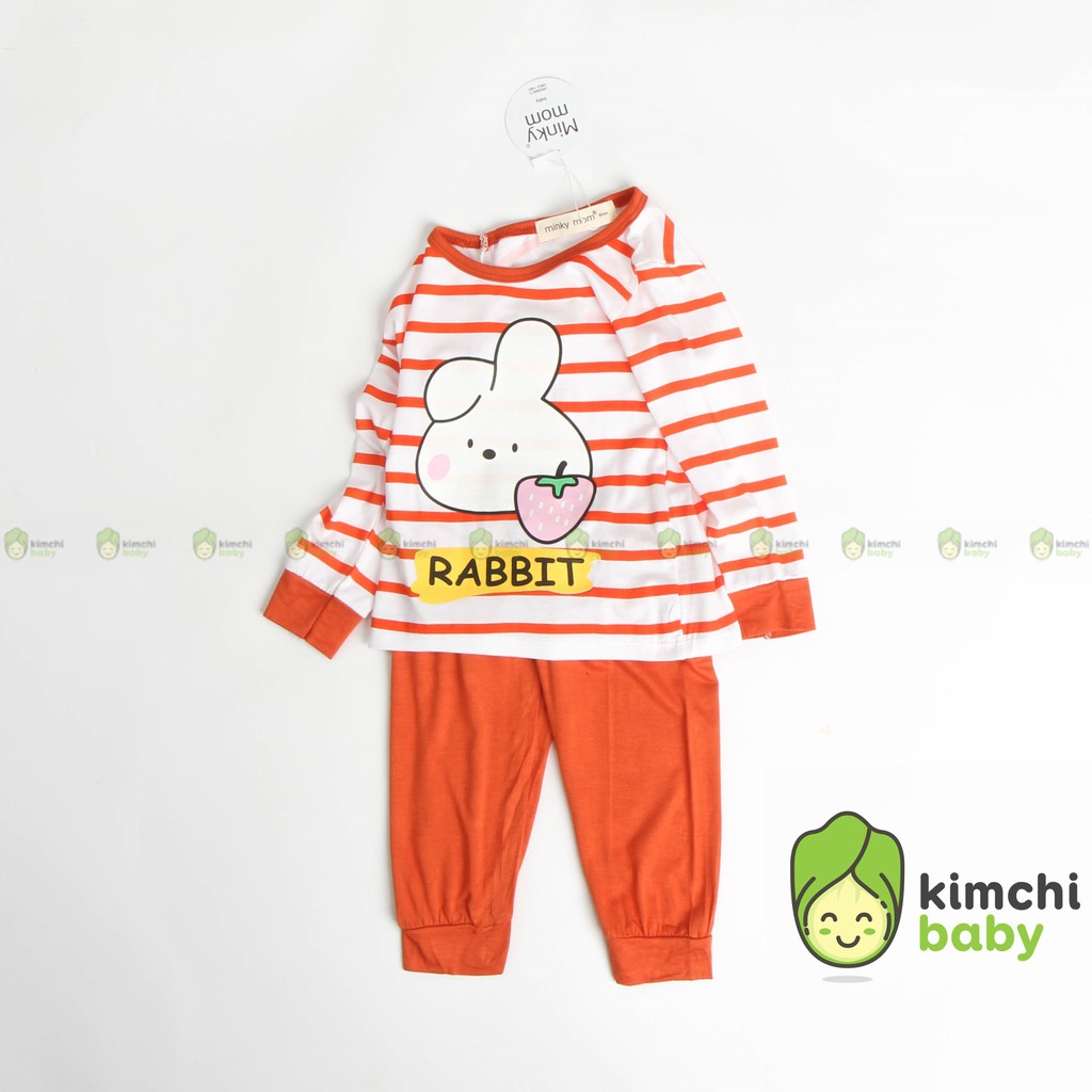 Đồ Bộ Bé Gái , Bé Trai Minky Mom Vải Thun Lạnh Họa Tiết Kẻ Sọc Dễ Thương, Bộ Dài Tay Thu Đông Cho Bé MKMTD2103