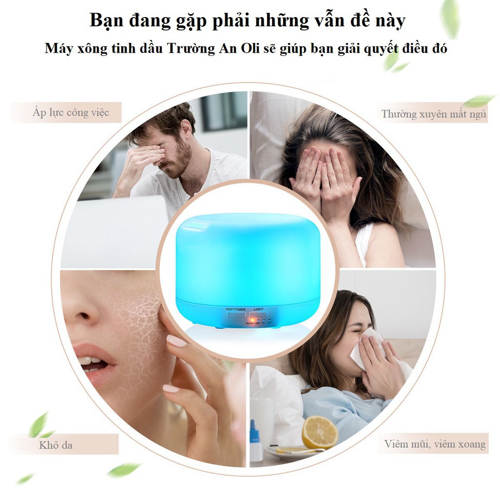 Máy khuếch tán tinh dầu tròn dung tích 300ml có điều khiển remote từ xa