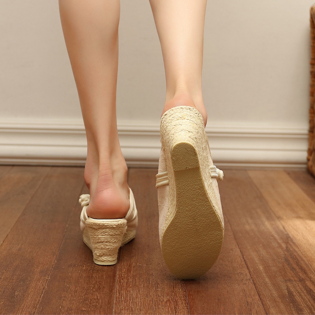 Mới Giày Vải Lanh Đế Xuồng Thêu Họa Tiết Thời Trang Mùa Hè Cho Nữ | BigBuy360 - bigbuy360.vn