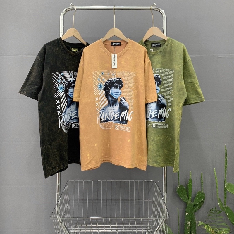 ÁO THUN TAY LỠ COTTON WASH PANDEMIC FORM UNISEX NAM NỮ (hình chụp thật)