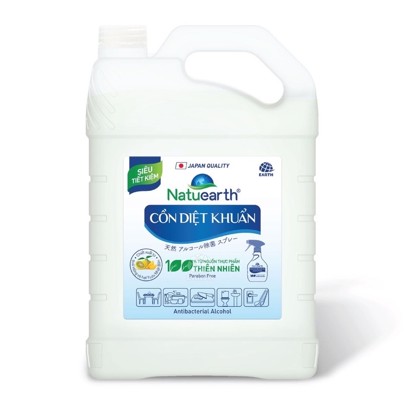 Cồn xịt diệt khuẩn ức chế SARS-CoV2 Natuearth Can lớn 3,8kg