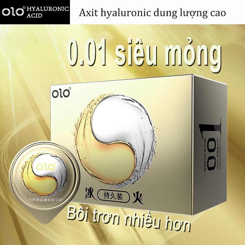 Bao cao su siêu mỏng Olo 001 nhiều gel bôi trơn, kéo dài thời gian