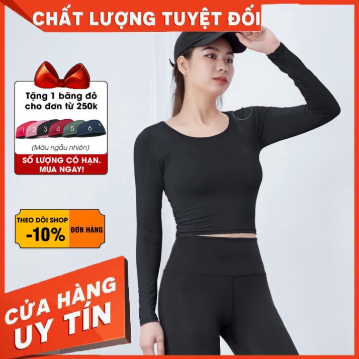Áo tập thể thao Croptop Dài tay tập gym, yoga , erobic - Hàng nhập khẩu