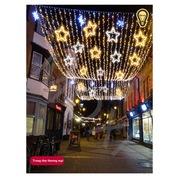 Dây đèn led NEON nhiều mẫu ngôi sao trang trí DECOR  lễ hội NOEL ngoài trời , đường phố , công viên MOXI .