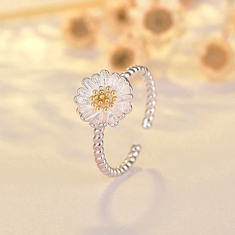 Nhẫn bạc hình hoa cúc , thân xoắn phong cách thời trang cho nữ ANTA Jewelry - ATJ3540