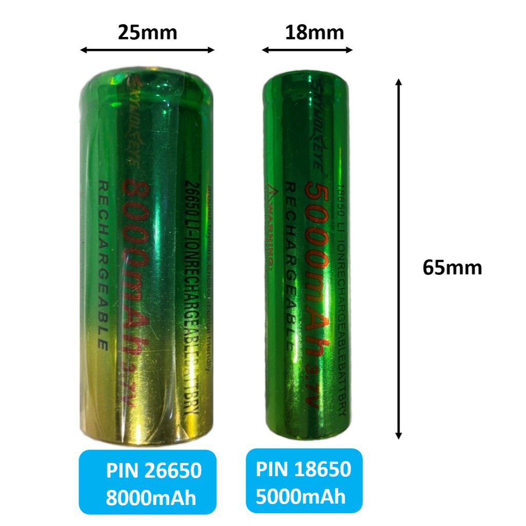 Cell pin 26650 Lithium Skywoldeye 8000mAh-3.7V | Pin to đặc biệt