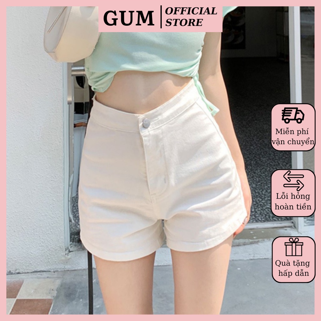 Quần short kaki jeans trơn GUM OFFICIAL co giãn ôm mông, quần đùi bò ngắn đen trắng xanh