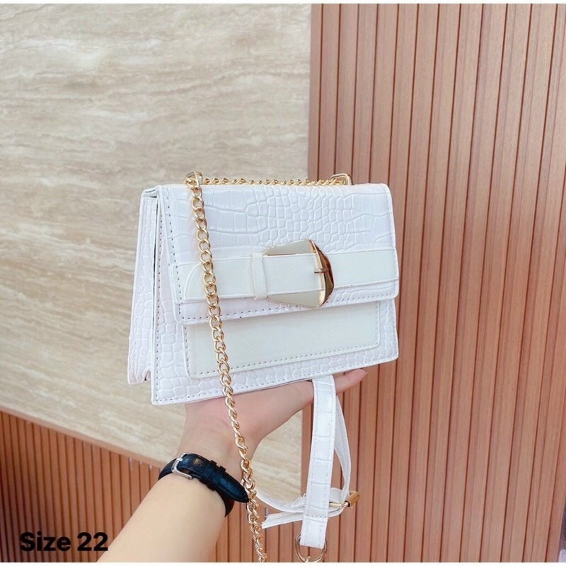 Túi Xách Nữ Đeo Chéo Da Rắn, Túi Nữ Đeo Vai Khoá Đai Dây Pha Xích