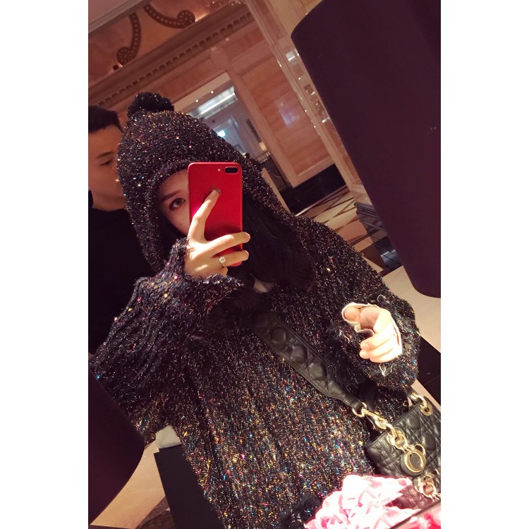 PINKYLA - Áo len hoodie kim tuyến