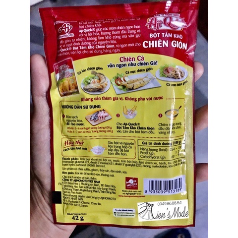 Bột Chiên Gà Giòn Ajiquick Túi 42G