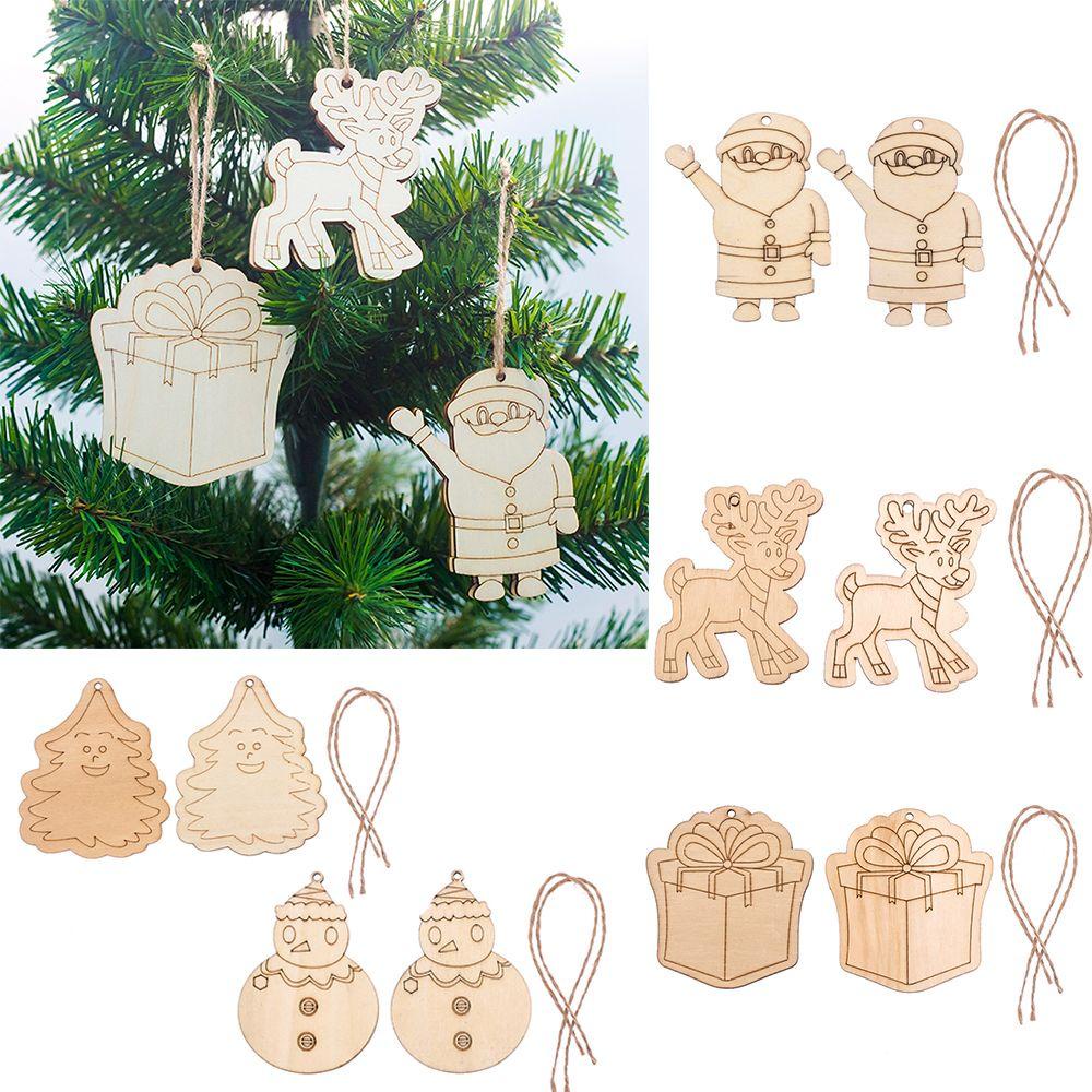 Set 2 Phụ Kiện Treo Trang Trí Giáng Sinh Bằng Gỗ