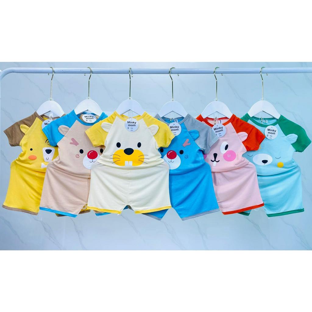 Bộ đồ thun lạnh Minky Mom ngắn tay cho bé trai và bé gái từ 8-18kg vải co giản 4 chiều