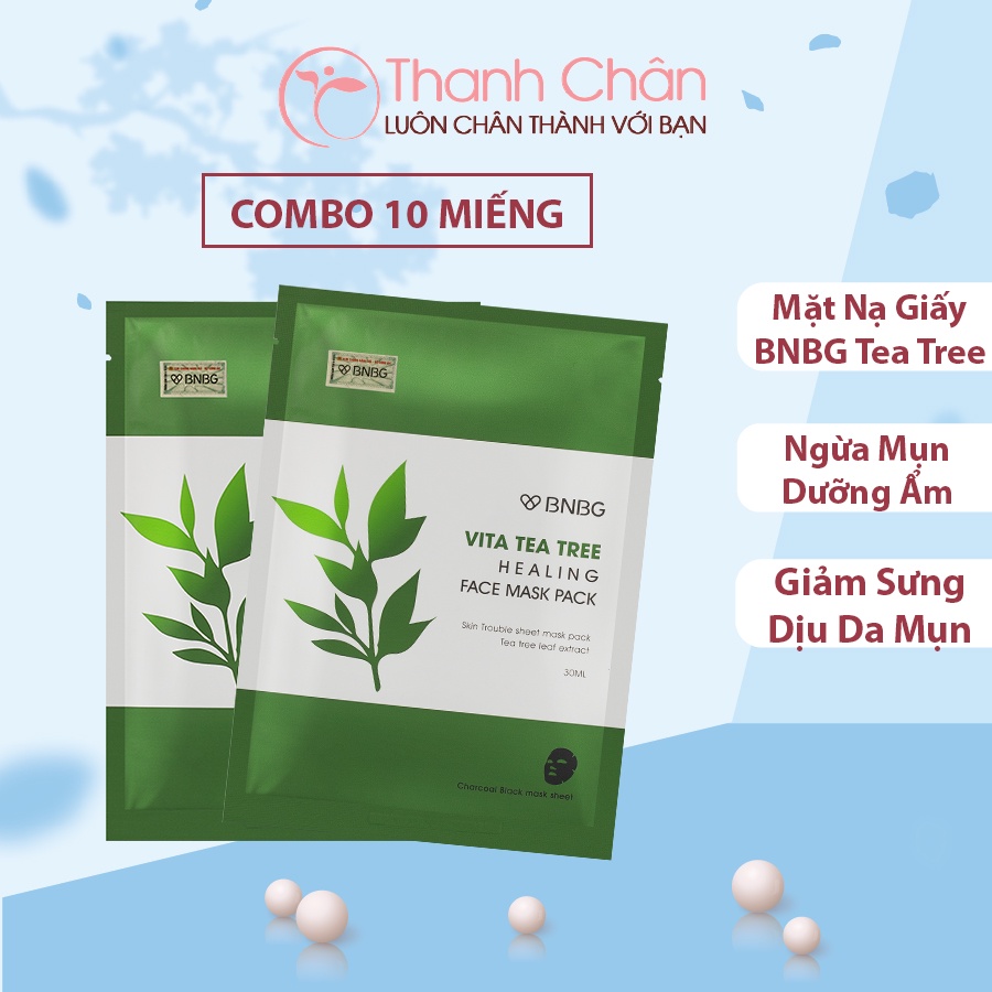 [COMBO 10 MIẾNG] Mặt Nạ BNBG Vita TEA TREE Healing Face Mask Pack Thải Độc Da Giảm Mụn 30ml