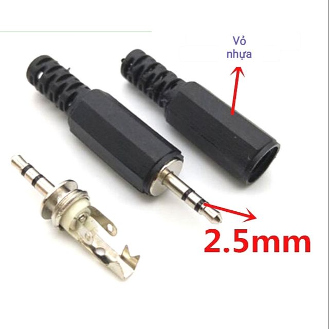 Jack Audio Mono stereo 2.5 mm nối dây vỏ nhựa