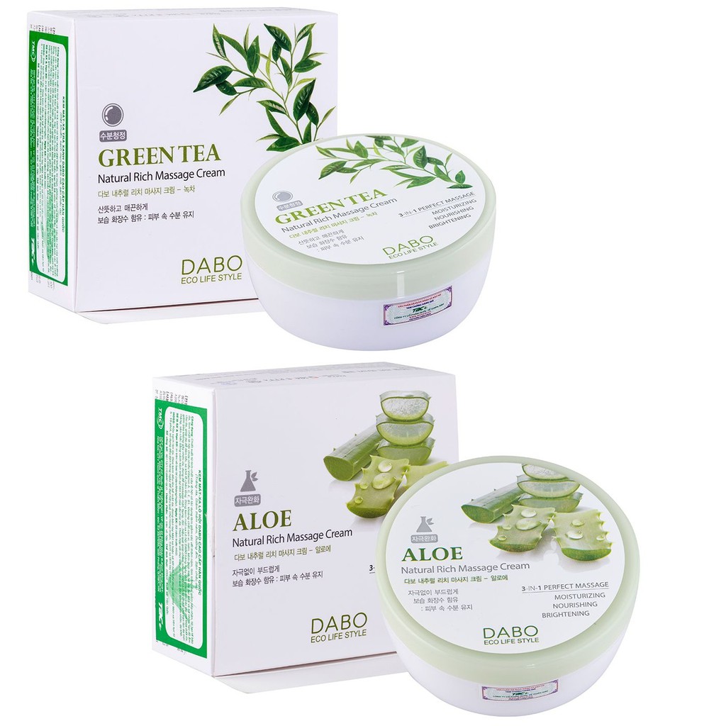Kem Mát Xa Trà Xanh Hàn Quốc - DABO Natural Rich Massage Cream Green Tea
