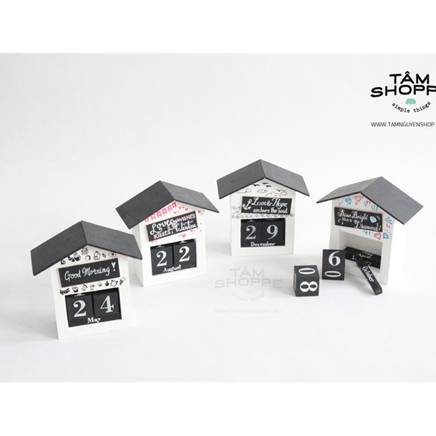 Lịch gỗ ngôi nhà vintage TAN