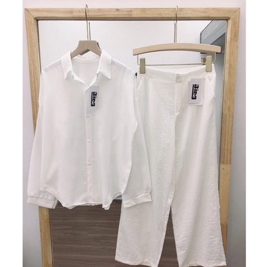Áo Sơ Mi Trắng Dài Tay Nữ Chất Lụa Nhẹ Mát Form Oversize Siêu Xinh | BigBuy360 - bigbuy360.vn