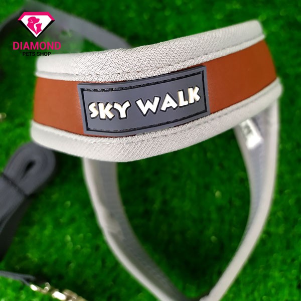 Dây dắt yếm ngực thời trang dành cho chó mèo màu đỏ - Sky Walk Hàn Quốc