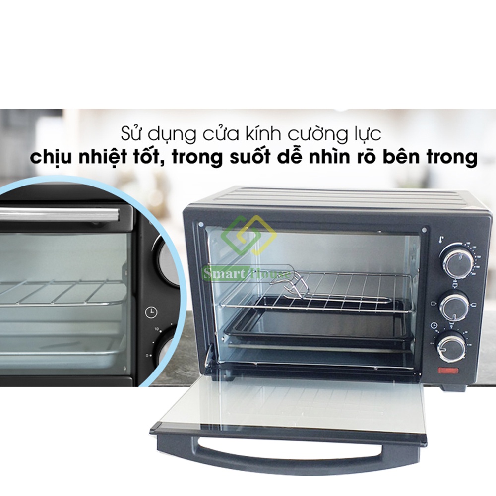 (Tặng bộ dao kéo) Lò nướng TAHASU E23 25L 1280W – Màu đen, Phù Hợp Gia Đình 2-4 Người, Điều Khiển Dễ Dàng